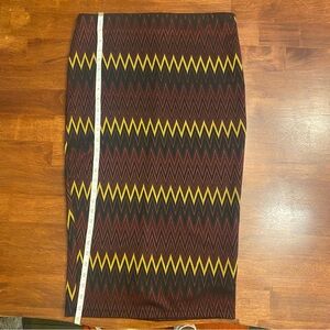 Zara Brown and Yellow Midi Pencil Skirt